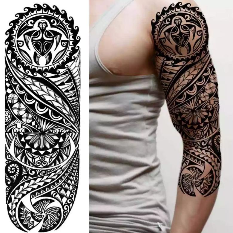 Tatto Temporary Full Tangan Maori Triball Tato The Rock Tahan Lama Anti Air
