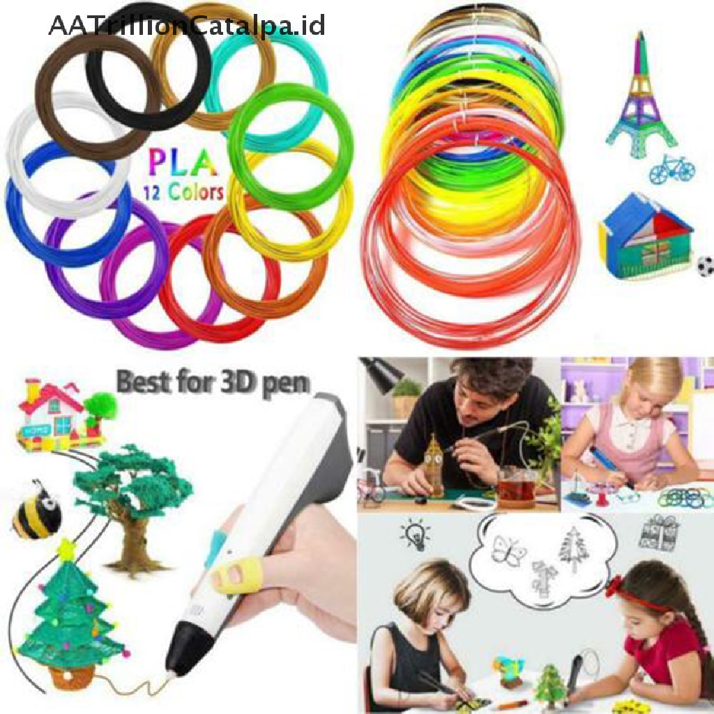 Aatrillioncatalpa Filamen 12 Warna 1.75Mm 3m Per Color Untuk Pen Printer 3D