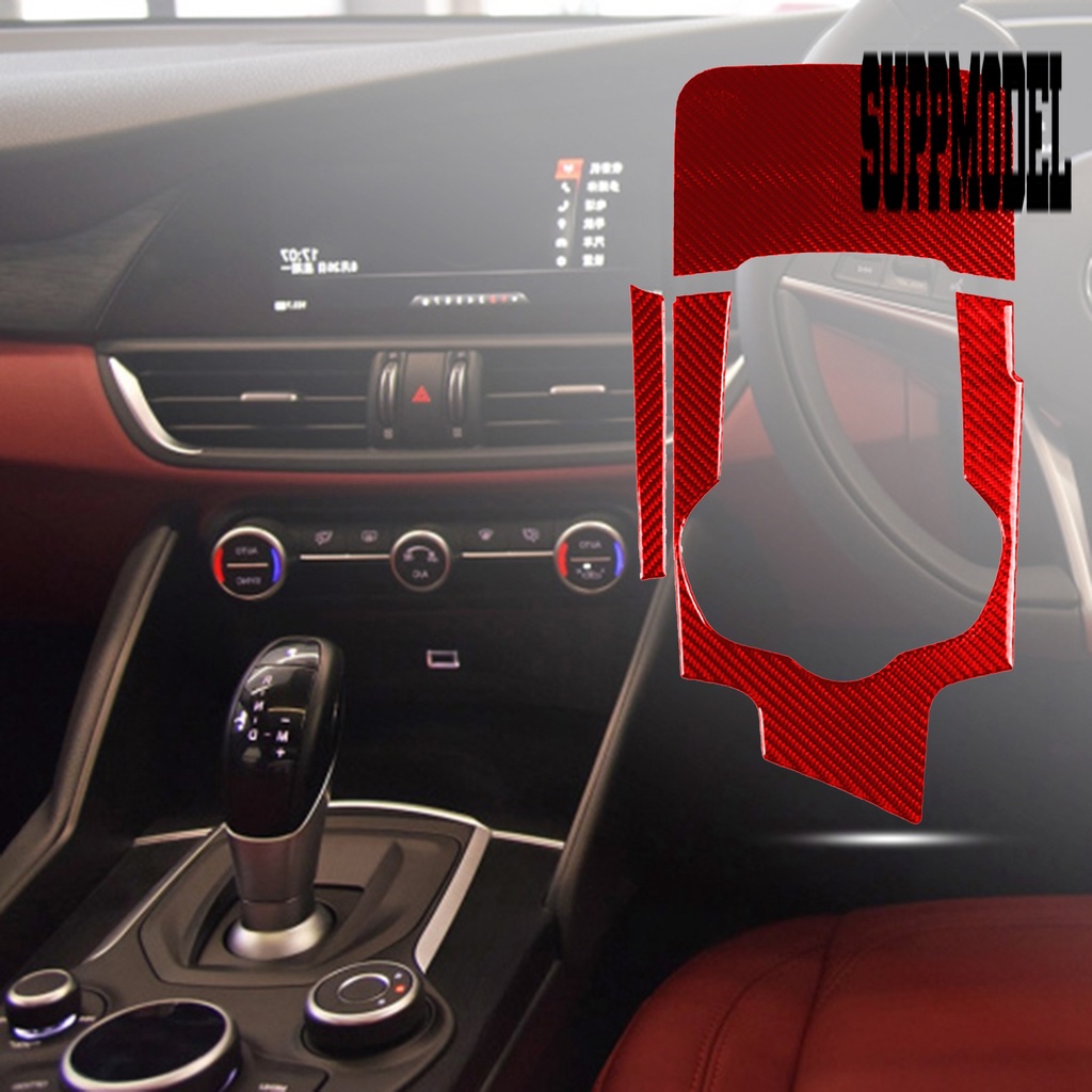 Suppmodelx &lt; 3Pcs / Set Sticker Dekorasi Panel Shifter Gigi Mobil Alfa Romeo Giulia 17-19 Kanan Bahan Serat Karbon