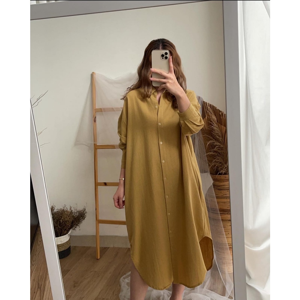 (MGA) TUNIK ARUMIKA FULL KANCING DAILY BUSUI WANITA TUNIK LINEN