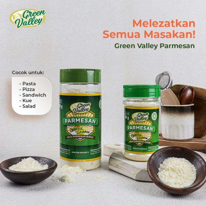 Green Valley Grated Parmesan 80 gr | Keju Parmesan Bubuk 80 Gr