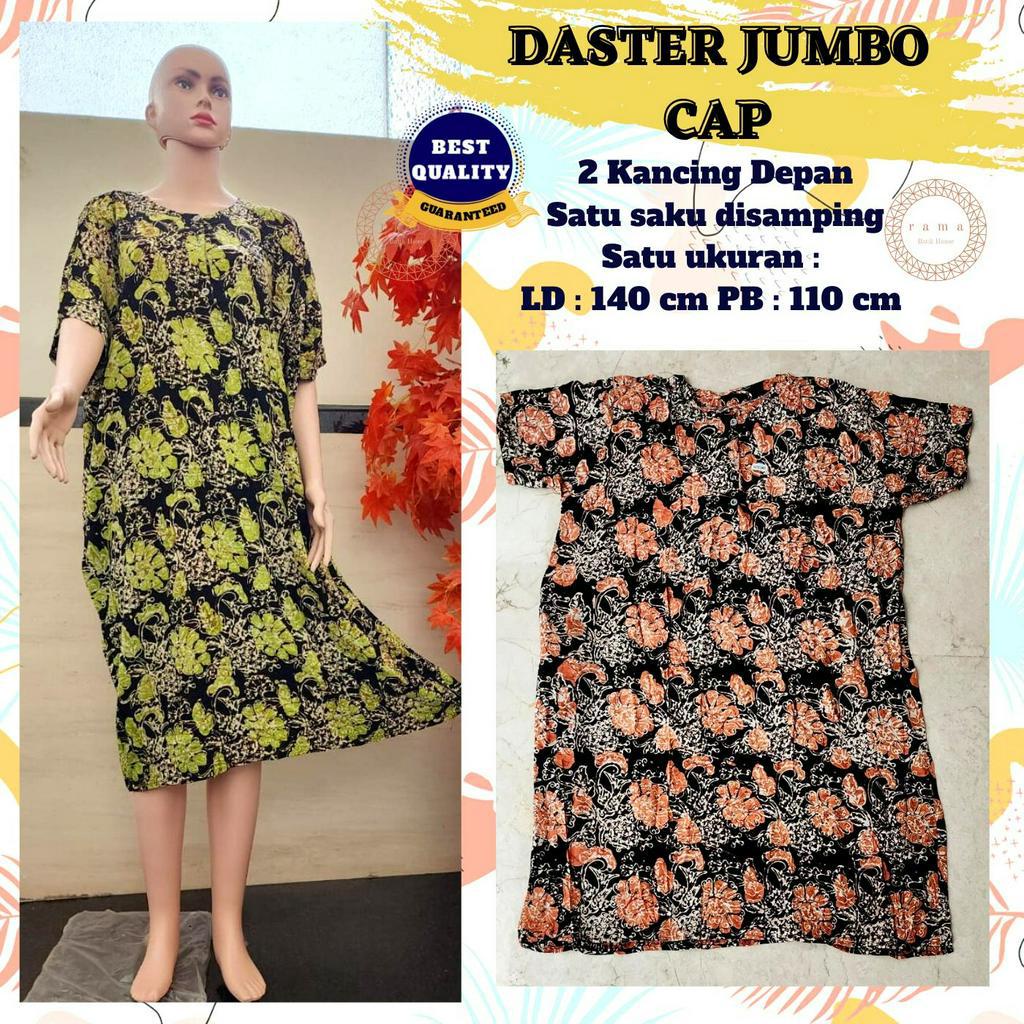 Daster Jumbo Lengan Pendek Batik Cap - Daster Jumbo muat sampau XXXL LD-140 - Daster Jumbo Rayon ade