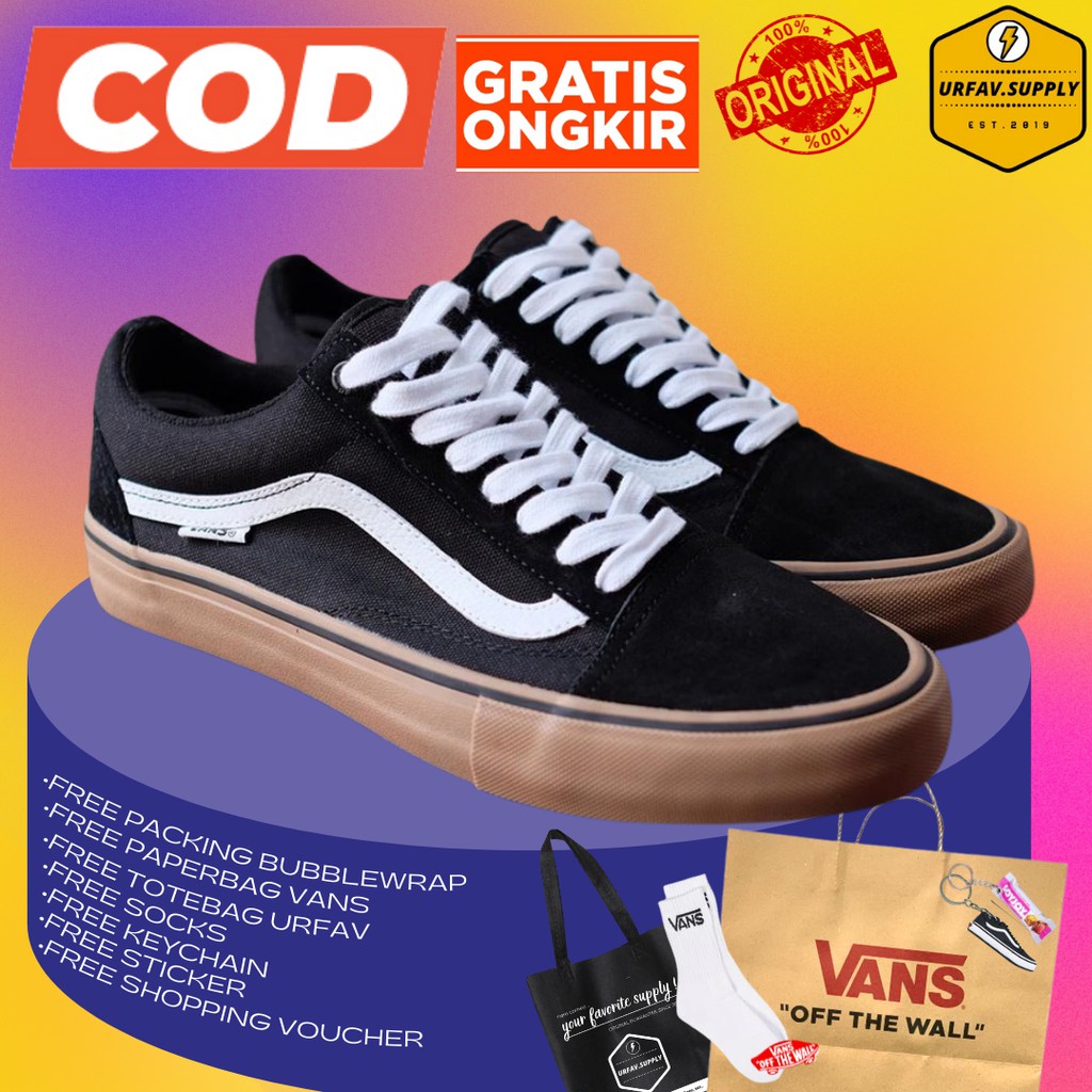 VANS Oldskool Pro Black Gum ORIGINAL BNIB LEGIT 100% Free Paperbag & Socks VANS os old skool