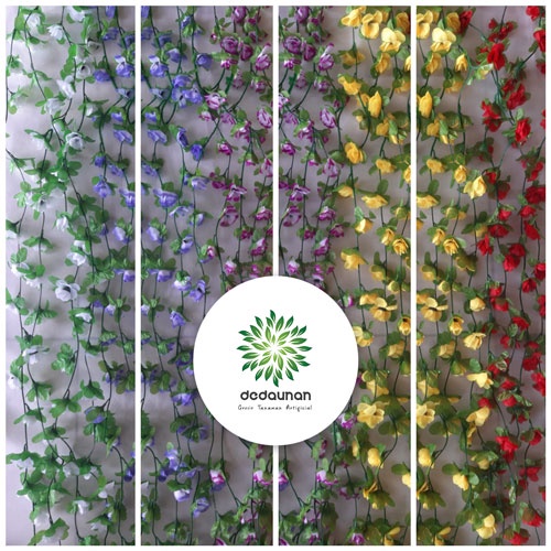 Bunga Mawar Rambat Plastik Artificial 240 Cm Untuk Dekorasi Hiasan Dinding Hijang Warna Merah Putih 