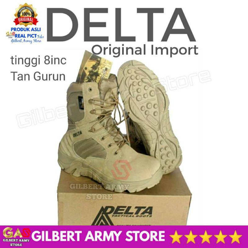 Sepatu Delta Original Impor Pendek 6inc Tan Gurun Safety Boots Pria Wanita Gilbert Army Store