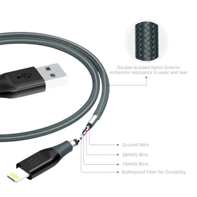 Tronsmart 19AWG Double Braided Lightning Cable 0.3M(1ft) [LTA24]