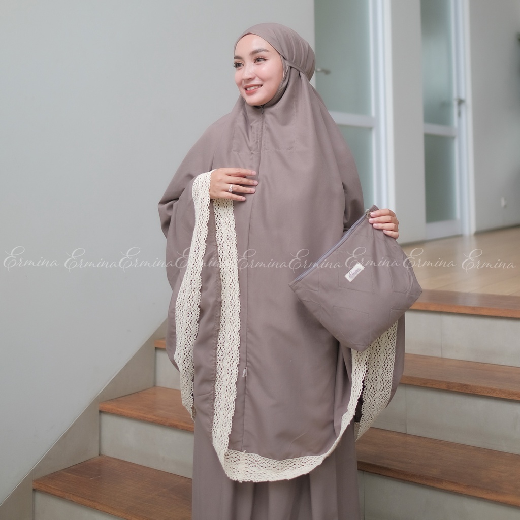 Mukena Ermina 2in1 Traveling Azkia Series Dewasa Renda Rajut