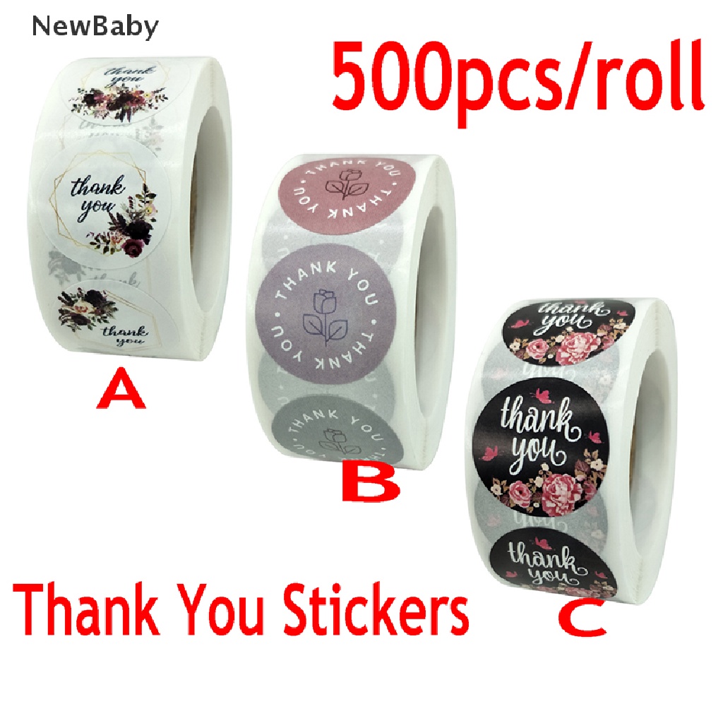 New 500pcs Stiker Label Motif Tulisan Thank You Untuk Kemasan Hadiahstationery