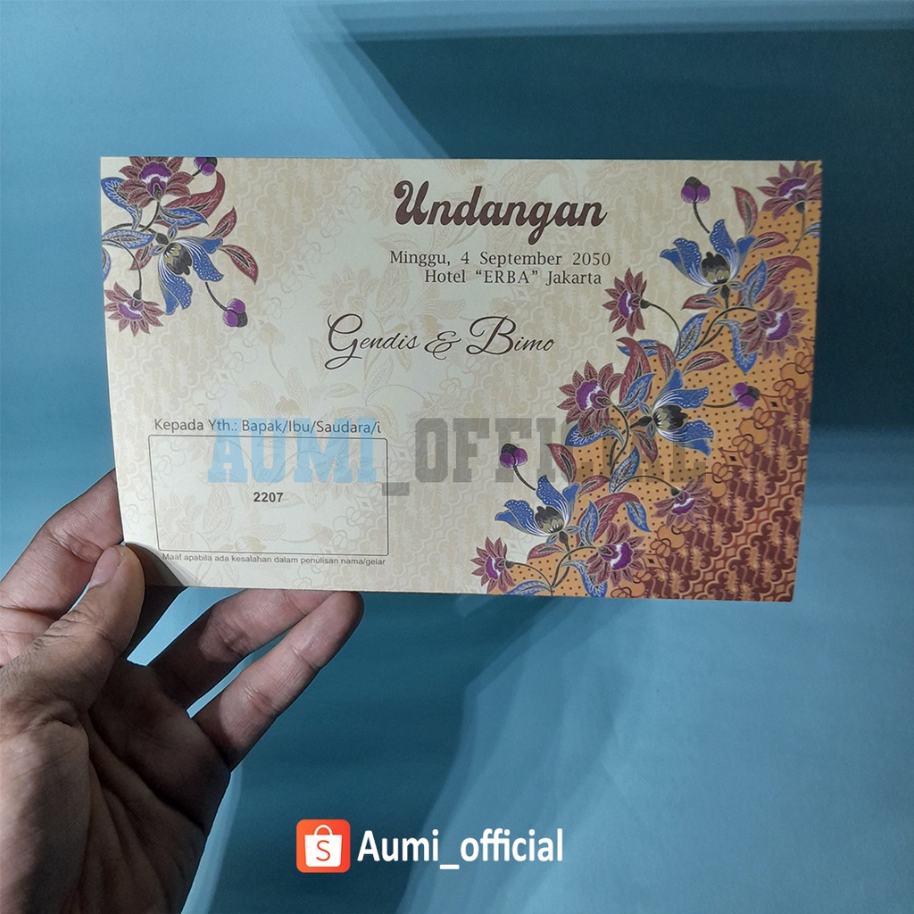 Blangko Undangan Erba 2207 Undangan pernikahan Bisa dicetak diprinter biasa