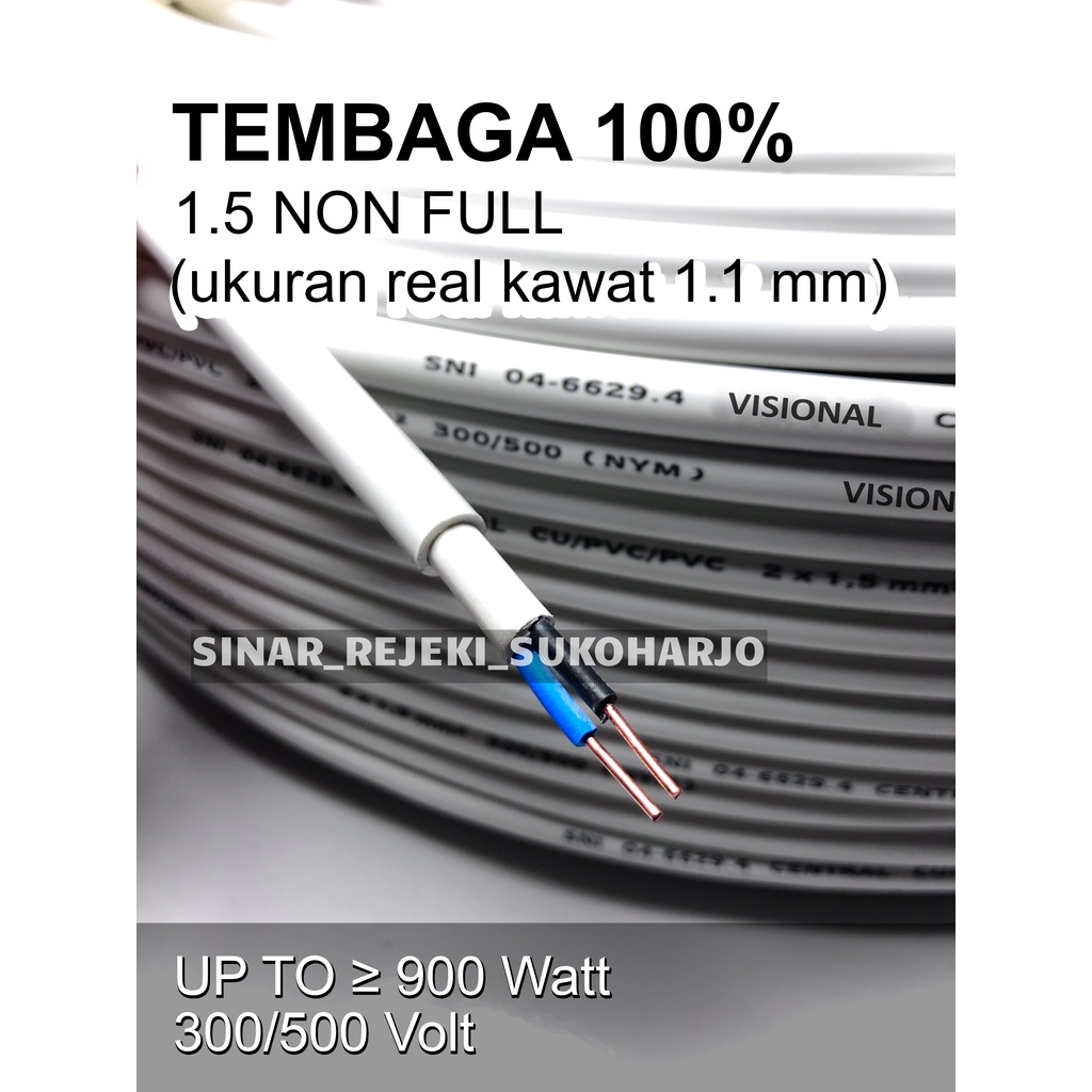 KABEL NYM SNI 2X1.5 Kabel Listrik ASLI TEMBAGA 2X1,5 - 2 X 1.5 1,5 MM - METERAN PER METER