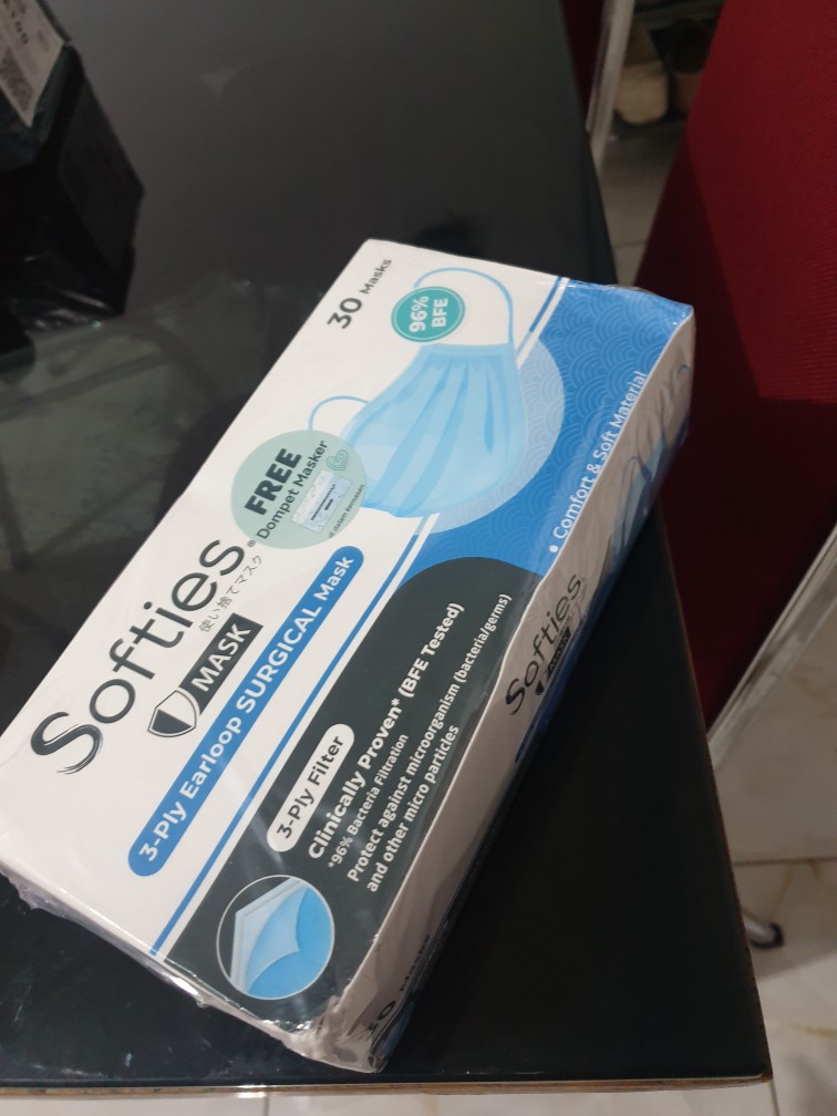 Masker Softies Daily Surgical Medis 30 Mask Polos Motif Hijab Headloop Anak Batik Parang Japanese