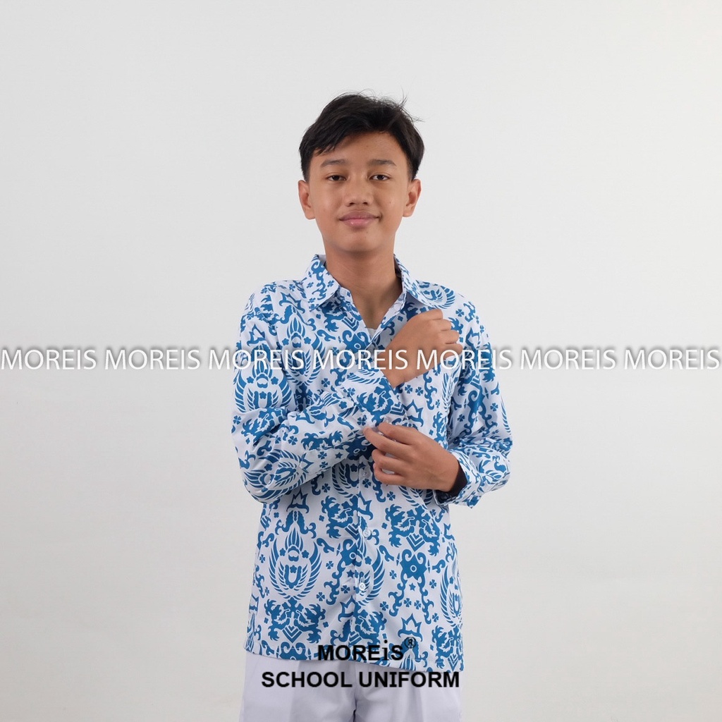 Seragam Batik Garuda Panjang Biru SD/MI/TK/PAUD