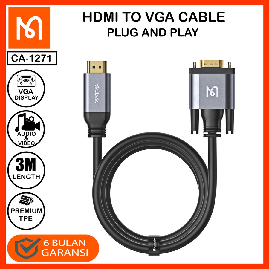 Kabel HDMI To VGA MCDODO CA-1271 Converter HDMI To VGA 3M