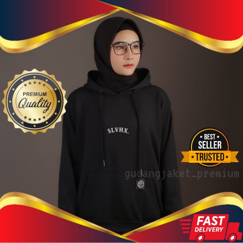 Jaket Hoodie Sweater Wanita Original Salvio Hexia SLVHX Hitam