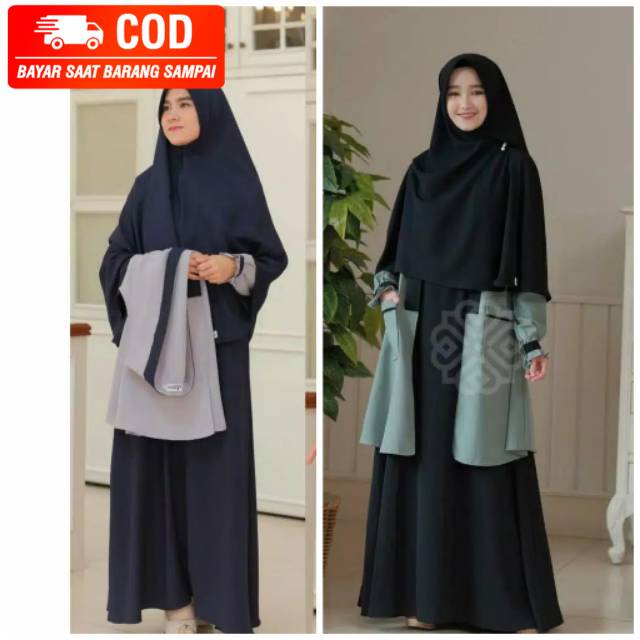 elbina set outer [no hijab] size S M L XL fashion muslim terbaru dress muslimah terlaris moscrepe
