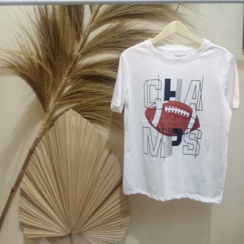 Kaos Import Anak Laki laki - warna Putih gambar Base Ball