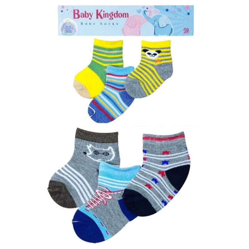 Baby Kingdom Kaos Kaki Bayi Lusinan Bahan Spandex Motif Isi 3 Pasang