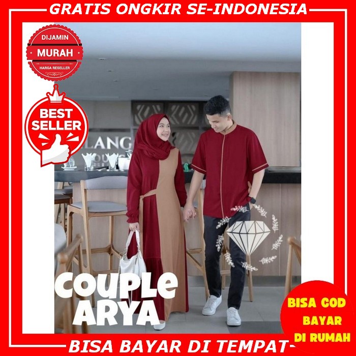 Baju Gamis Dress Couple Pasangan Kondangan Bunda Wanita Pria Mama Papa Cowo Cewe Busui Muslim S M L 