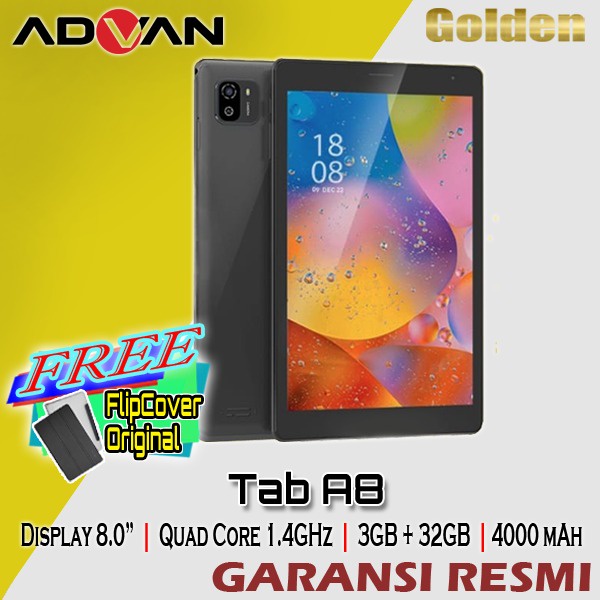 ADVAN TAB A8 3/32 Ram 3GB Internal 32GB TABLET 8 Inch Original Garansi Resmi