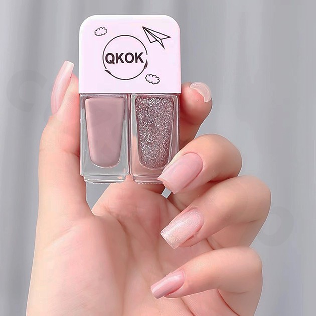 【CT】QKOK 2IN1 kutek Korea Lucu 2 Warna Gel Nail polish #SR 10