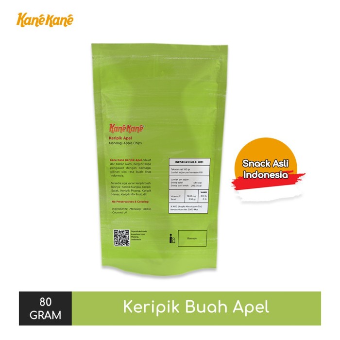 

80Gram Kemasan - Kane Khas Keripik Malang Buah Apel