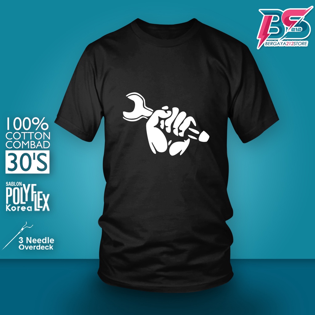 Baju Kaos Distro TANGAN OTOMOTIF Cotton Combed / Kaos Unisex T SHIRT Mekanik Tukang Bengkel