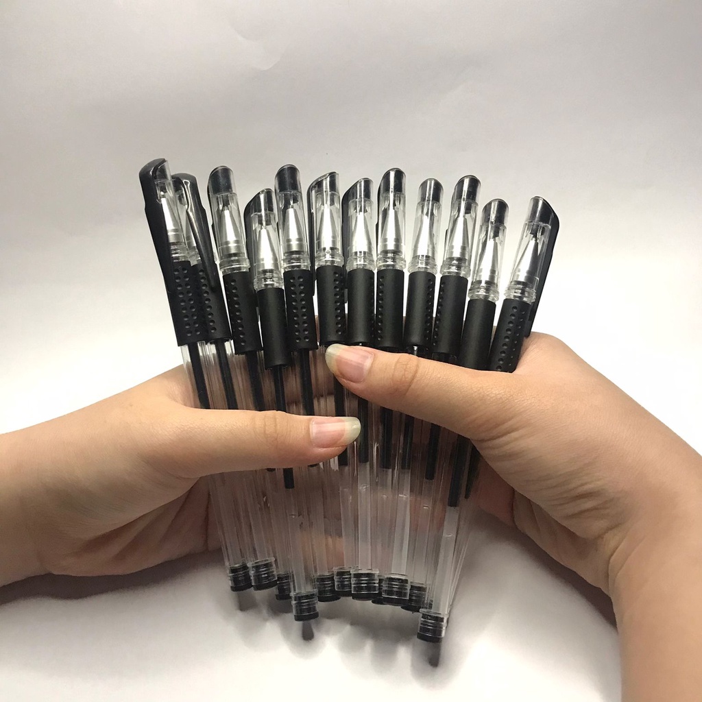 

PEN MIMI 12 PCS PEN GEL POLOS 0.5MM PENA GEL TINTA HITAM BISA COD