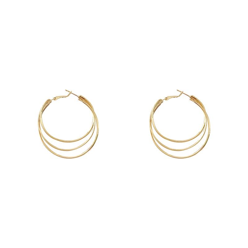 Anting Bulat Besar simple Bahan Sterling silver 925 Untuk Wanita