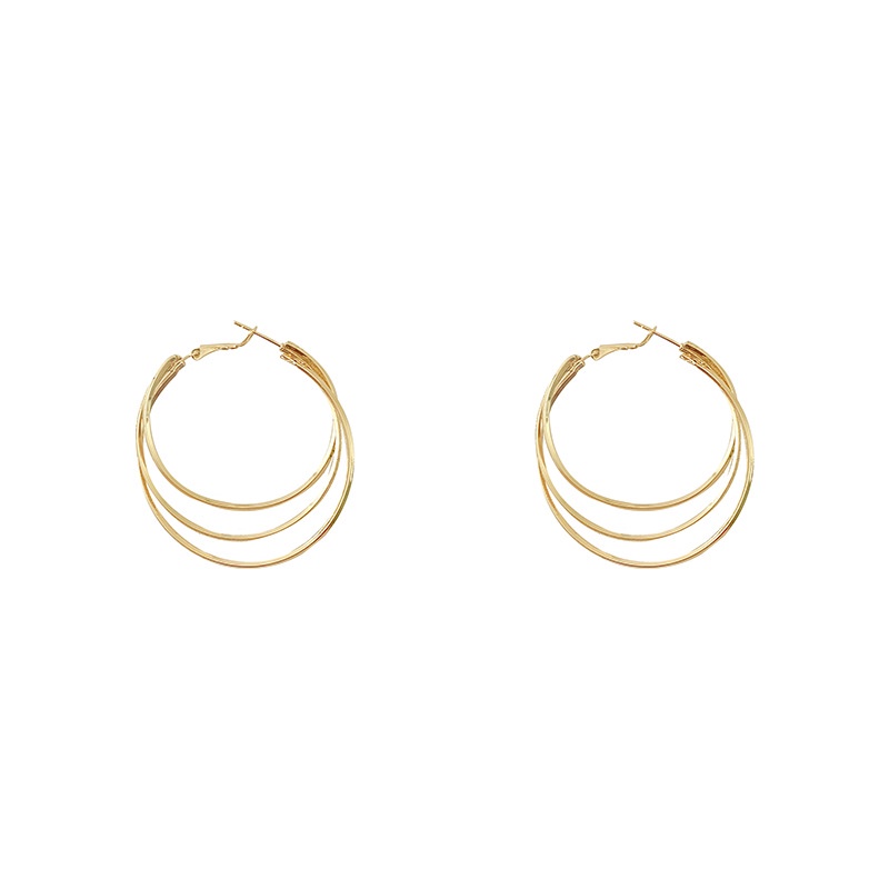 Anting Hoop Multilayer Bentuk Lingkaran Bahan 925 silver needle