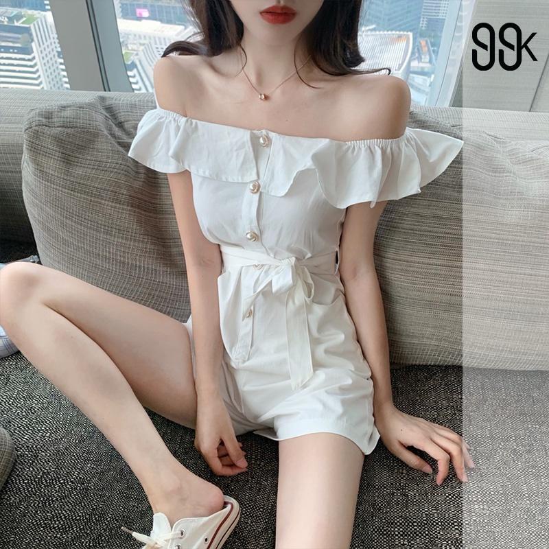 【SALE】Korean Jumpsuit Sabrina Styling Off Shoulder Jumpsuit Sabrina Bahu Terbuka 1332 (S/M/L)