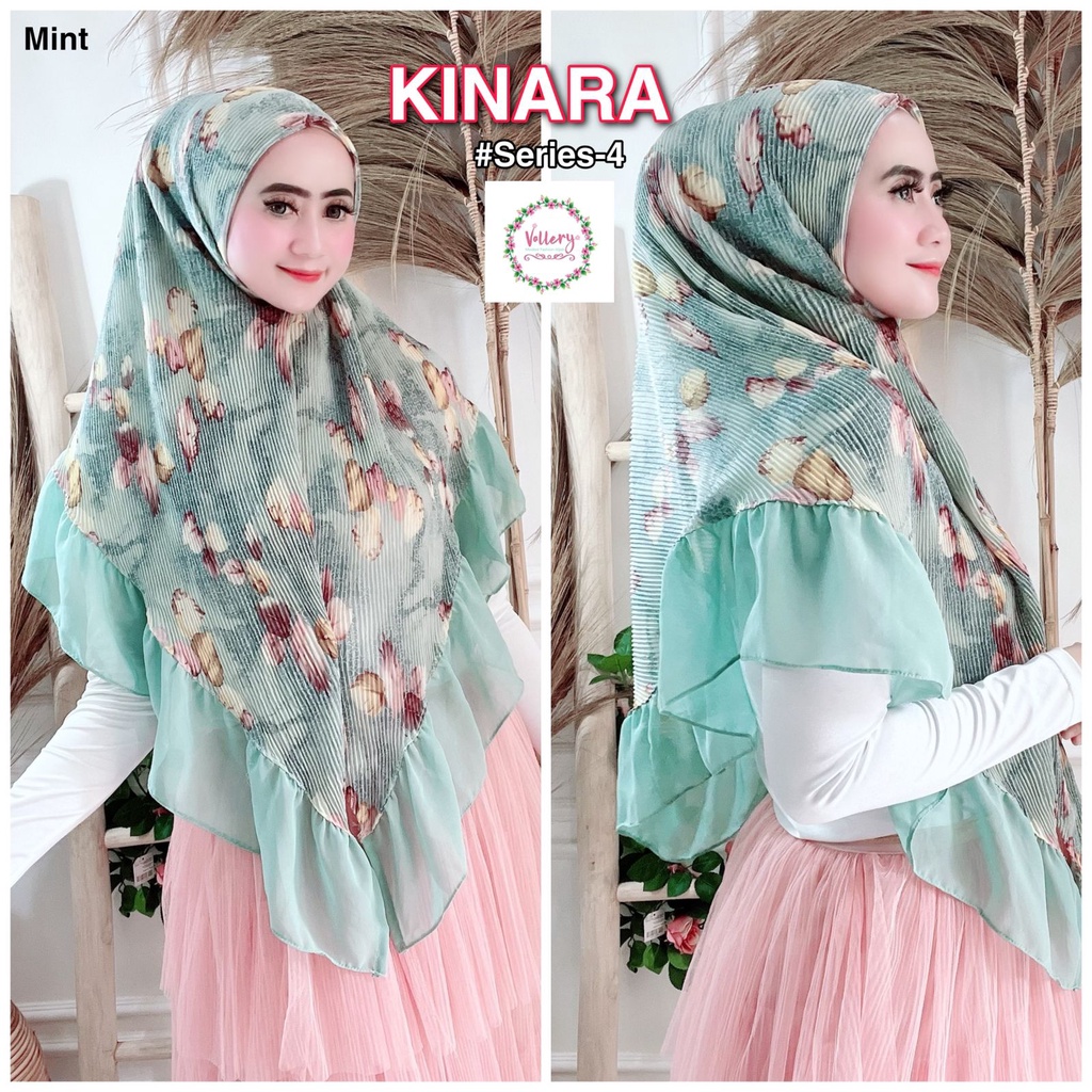 Jilbab Segiempat Segi Empat Square Kinara Plisket Ori Vallery Hijab-KINARA 4 - MINT