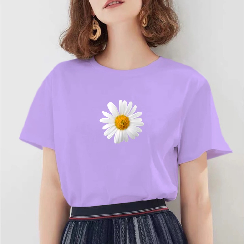 SPOTLIGHT_ID - Baju Kaos Wanita Bunga Matahari Sunflower Katun Combed 30s T-shirt Casual Wanita Pria