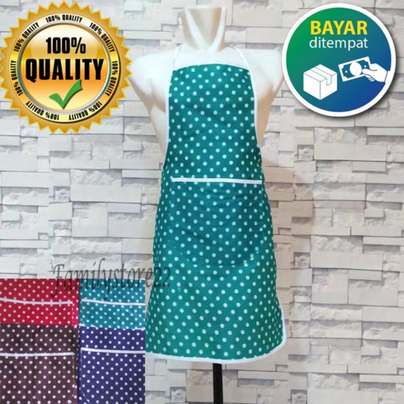 Celemek masak apron masak motif polkadot celemek dapur celemek kain