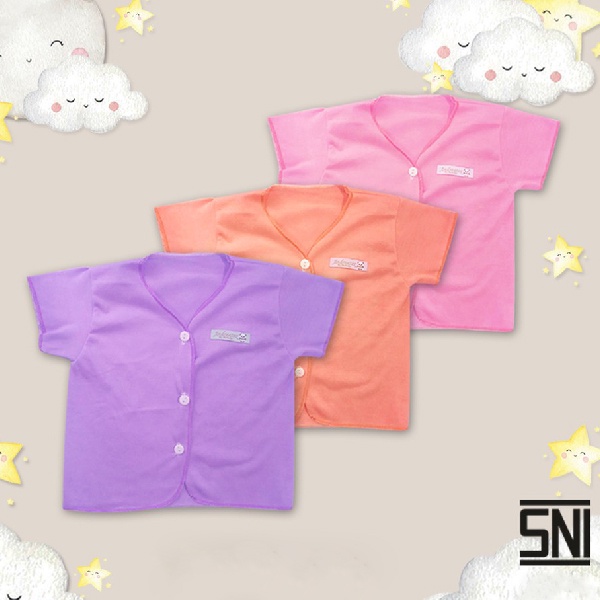 3Pcs Baju Bayi Newborn Lengan Pendek Boboko Andreatex Random Boy &amp; Girl 0-6 Bulan