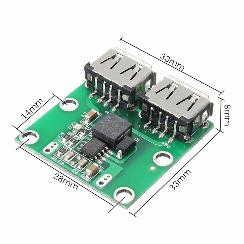 Modul Konverter Step Down Dual Usb Dc-Dc 9v/12v/24v Ke 5v 2a Untuk Charger