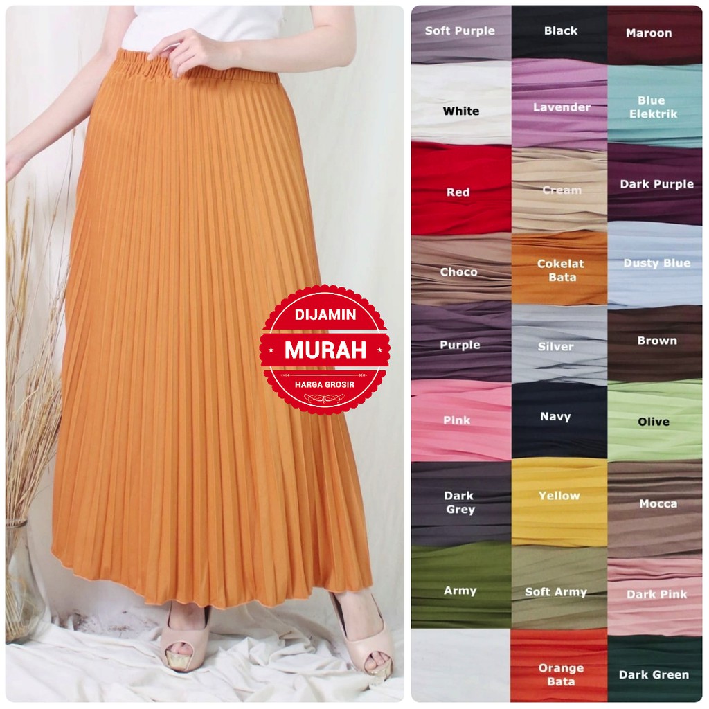 ROK PLISKET PREMIUM LUVALINE (256.B) ROK PLISKET PANJANG PLEATED SKIRT FLARE SKIRT MAYUNG REMPEL