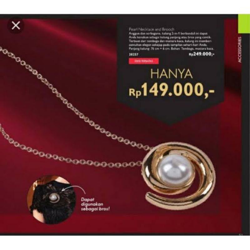 PROMO Kalung Pearl Necklace and Brooch