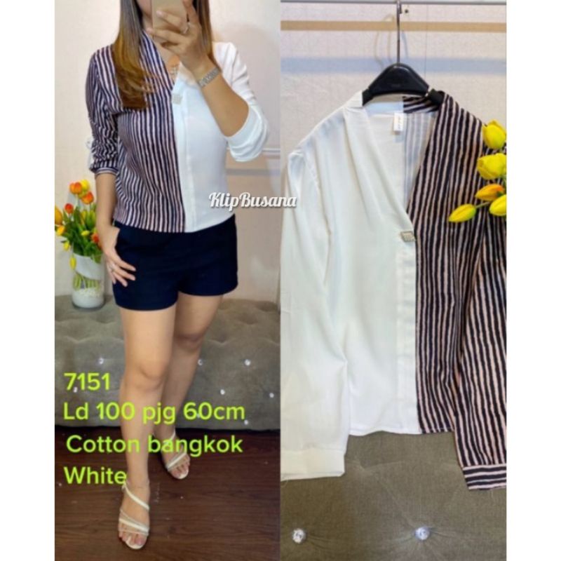 BAJU ATASAN WANITA JUMBO BIG SIZE BLOUSE JUMBO WANITA TERBARU KATUN SALUR KOMBINASI IMPOR LD 100 TUN