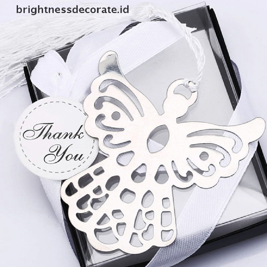 [birth] Hot Stainless Steel Silver Guardian ANGEL Bookmark Tassel Page Marker Ribbon Box [ID]