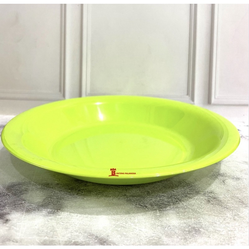 piring makan plastik cantik tebal hijau pink PM 8006 golden sunkist PM 179 pink