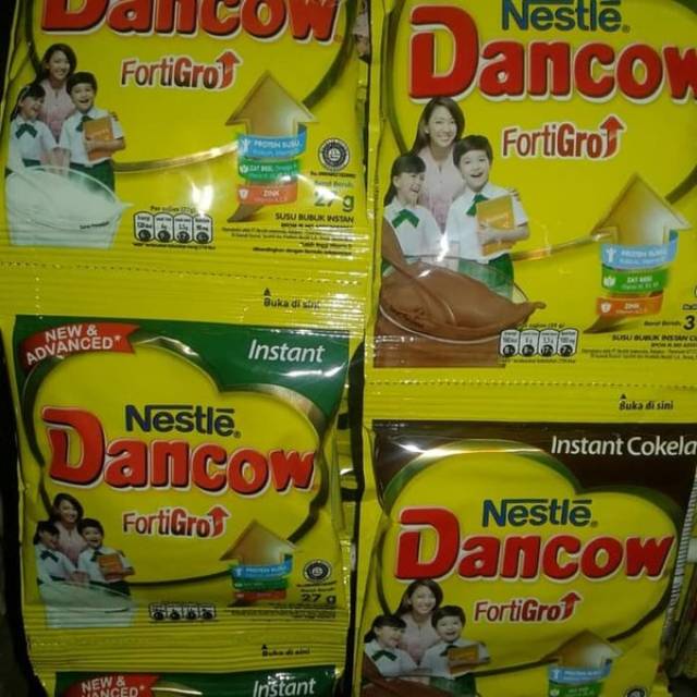 Dancow Instant FortiGro 27gr dan Dancow Coklat 39g [sachet]