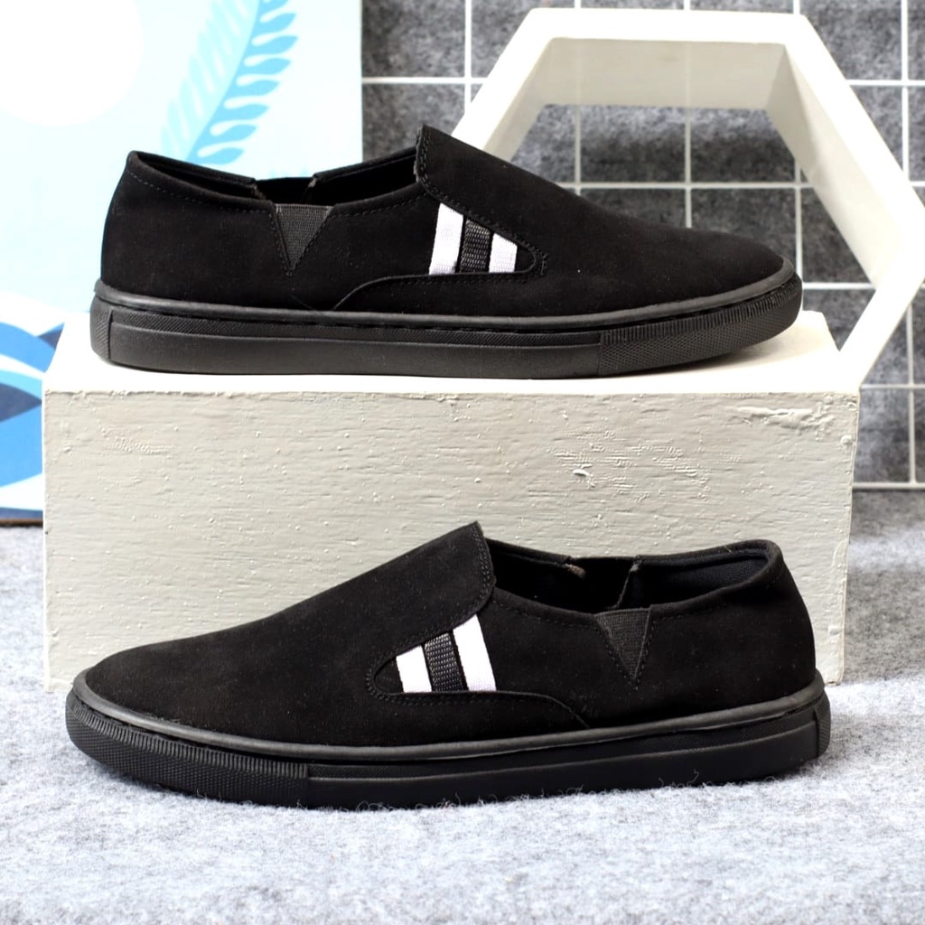 Enoz x Oprah - Sepatu Casual Pria Slip On Slop Kasual Peria Kulit Suede Sintetic Original Handmade