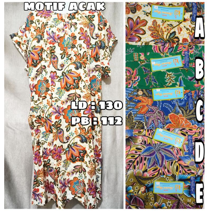 Daster Busui Batik Kencana Ungu Asli L3 Jumbo Label Biru Lengan Semi Kalong Original Murah