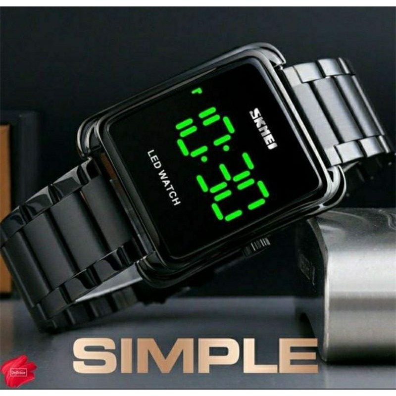 Jam Tangan Pria  SKMEI Digital LED 1505 Stainless Steel  Jam Tangan Digital LE