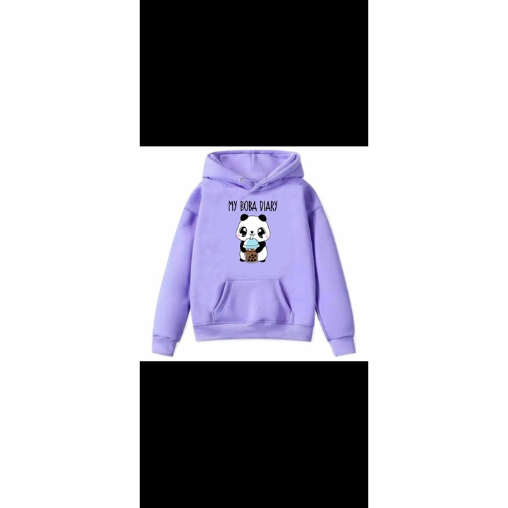 Sweater Hoodie Anak Perempuan Panda Boba Hoodie Anak Pink