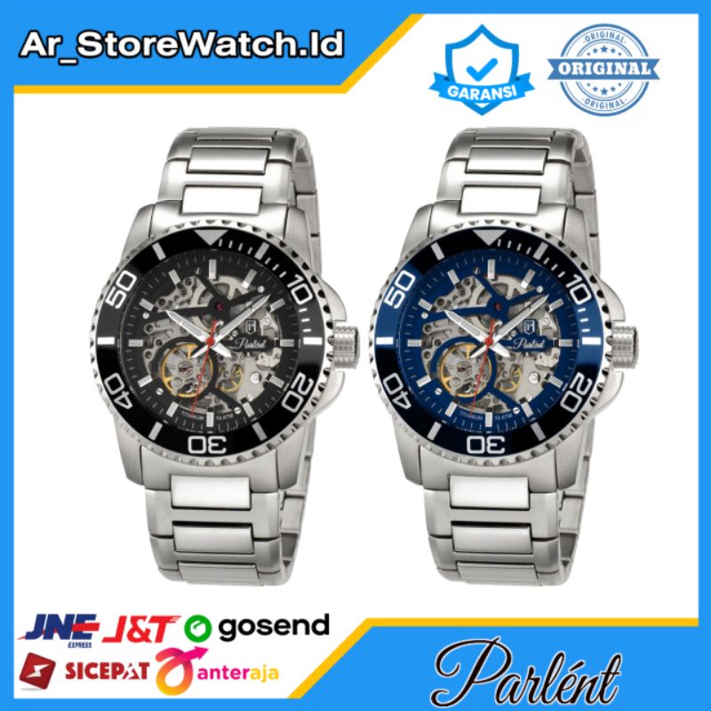 Jam Tangan Automatic Pria Original Parlent Elite Titanium Prime Stainless Steel Highclass