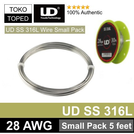 AN Authentic UD SS 316L Wire 28 AWG | Small Pack Edition 5 Feet Stainless