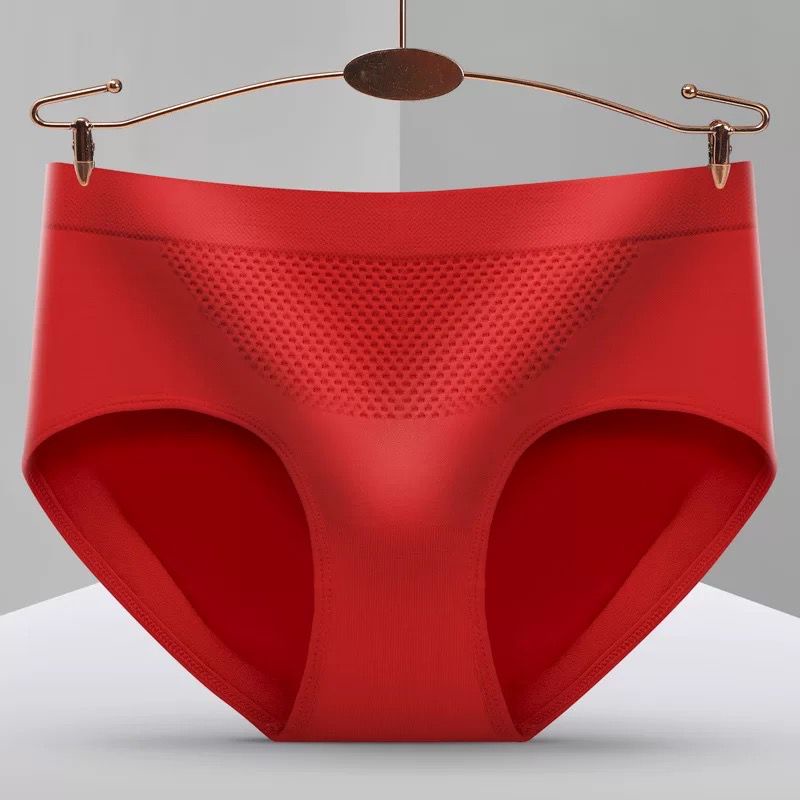 [ LINGERIE MASTER ] - (C-15) Celana Dalam Wanita Honeycomb Antibacterial Pure Cotton Middle Waist-C-15 Merah