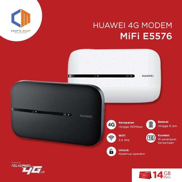 Huawei Modem Wifi E5576 4G LTE - ORI- Unlock - FREE 14GB TELKOMSEL