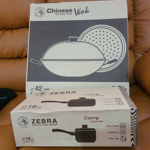 Wajan Teflon Kukus Stainless 5ply Wok 42cm Lid Steam Zebra 176202 Murah Panci Promo Diskon Original